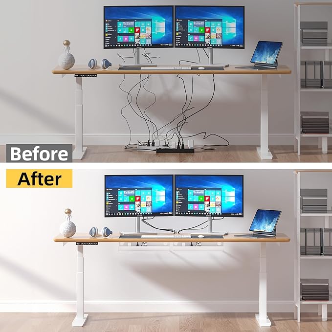 YECAYE Large Under Desk Cable Management,Easy Install Cable Management Under Desk with 4 Cord Holders & 6 Ties,Child & Pet - Safe Cord Hider,Wire Organizer,Wire Cover Tray,White | Cable Raceways - TrueDesk