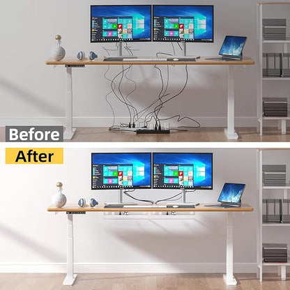YECAYE Large Under Desk Cable Management,Easy Install Cable Management Under Desk with 4 Cord Holders & 6 Ties,Child & Pet - Safe Cord Hider,Wire Organizer,Wire Cover Tray,White | Cable Raceways - TrueDesk