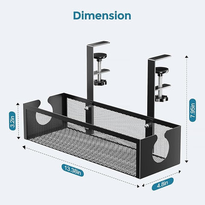 YECAYE No - Drill Metal Under Desk Cable Management Tray, Power Strip & Cable Organizer for Home Office,Under Desk Storage,Organizer Tray,Black | Cable Raceways - TrueDesk