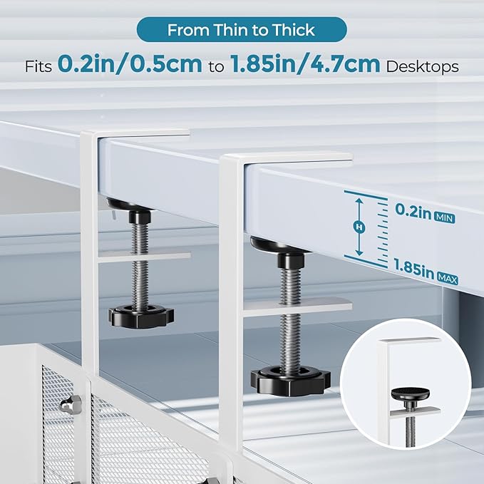 YECAYE No - Drill Metal Under Desk Cable Management Tray, Power Strip & Cable Organizer for Home Office,Under Desk Storage,Organizer Tray,White | Cable Raceways - TrueDesk