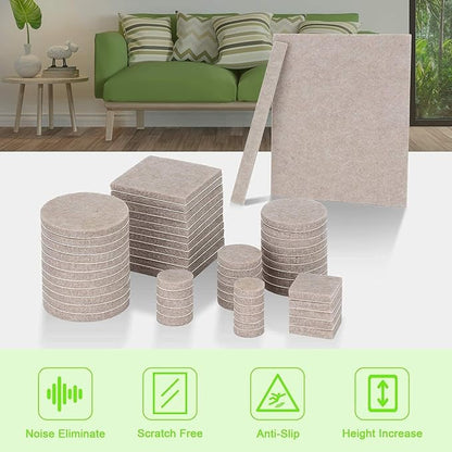 Yelanon Felt Furniture Pads - 182 Pcs Premium Felt Pads for Chair Legs Furniture, Floor Protectors for Hardwood Floors, Beige | Furniture Pads - TrueDesk