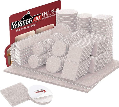 Yelanon Felt Furniture Pads - 182 Pcs Premium Felt Pads for Chair Legs Furniture, Floor Protectors for Hardwood Floors, Beige | Furniture Pads - TrueDesk