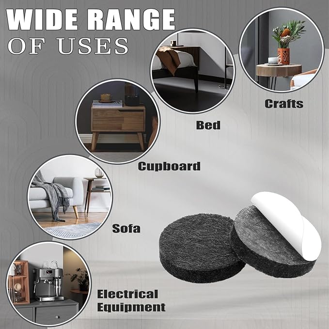 Yelanon Felt Furniture Pads - 182 Pcs Premium Felt Pads for Chair Legs Furniture, Floor Protectors for Hardwood Floors,Black & Beige | Furniture Pads - TrueDesk