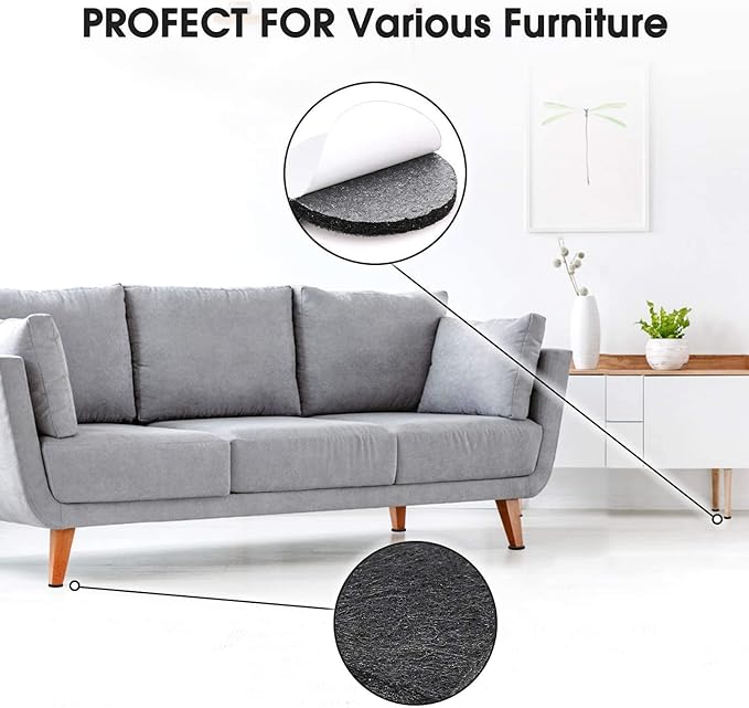 Yelanon Felt Furniture Pads - 56 Pcs(1+2)” Premium Felt Pads for Chair Legs Furniture, Floor Protectors for Hardwood Floors, Black | Furniture Pads - TrueDesk