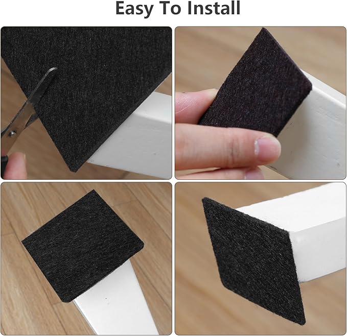 Yelanon Felt Furniture Pads - 60 Pcs Premium Felt Pads for Chair Legs Furniture, Floor Protectors for Hardwood Floors, Black | Furniture Pads - TrueDesk