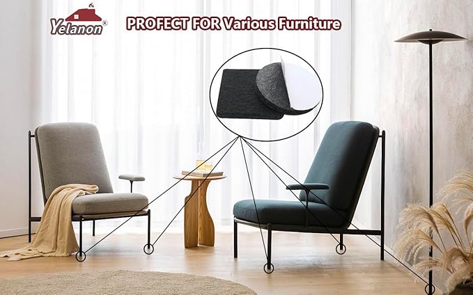 Yelanon Felt Furniture Pads - 60 Pcs Premium Felt Pads for Chair Legs Furniture, Floor Protectors for Hardwood Floors, Black | Furniture Pads - TrueDesk