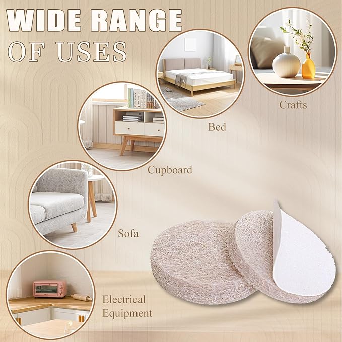 Yelanon Felt Furniture Pads for Hardwood Floors - 216 Pcs Premium Felt Pads for Chair Legs, Floor Protectors for Furniture, Beige & Black | Furniture Pads - TrueDesk