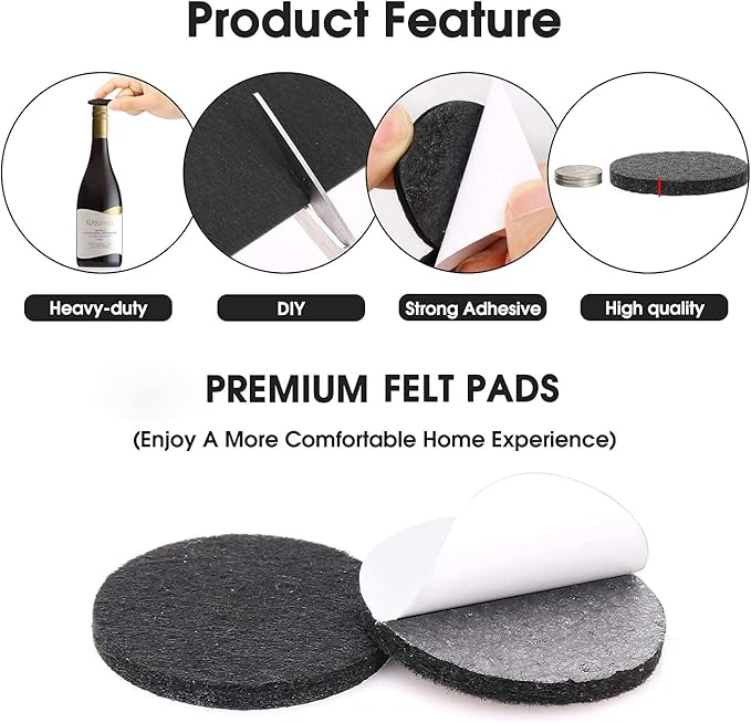 Yelanon Felt Furniture Pads for Hardwood Floors - 216 Pcs Premium Felt Pads for Chair Legs, Floor Protectors for Furniture,Black & Brown | Furniture Pads - TrueDesk