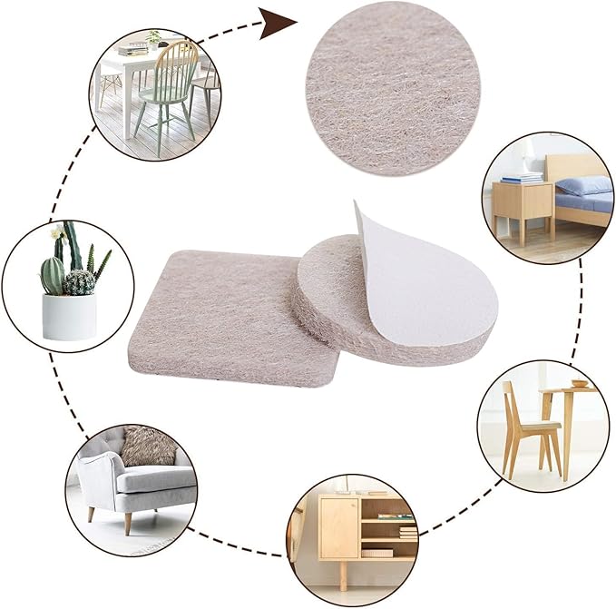 Yelanon Felt Furniture Pads for Hardwood Floors - 24 Pcs 2.5" Premium Felt Pads for Chair Legs, Floor Protectors for Furniture, Beige | Furniture Pads - TrueDesk