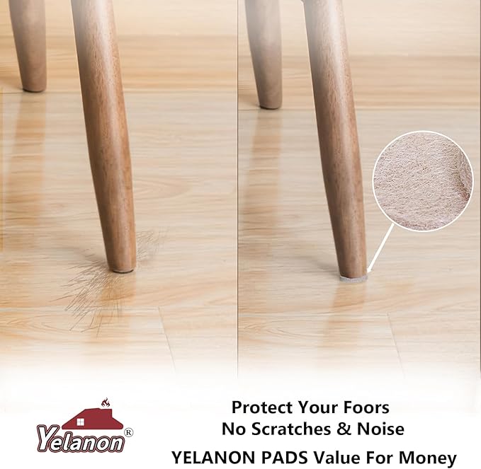 Yelanon Felt Furniture Pads for Hardwood Floors - 24 Pcs 2.5" Premium Felt Pads for Chair Legs, Floor Protectors for Furniture, Beige | Furniture Pads - TrueDesk