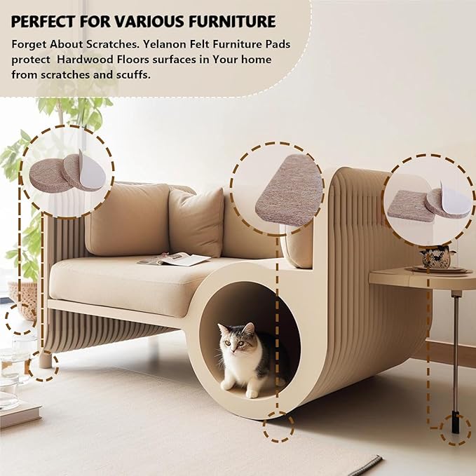 Yelanon Felt Furniture Pads for Hardwood Floors - 24 Pcs 2.5" Premium Felt Pads for Chair Legs, Floor Protectors for Furniture, Beige | Furniture Pads - TrueDesk