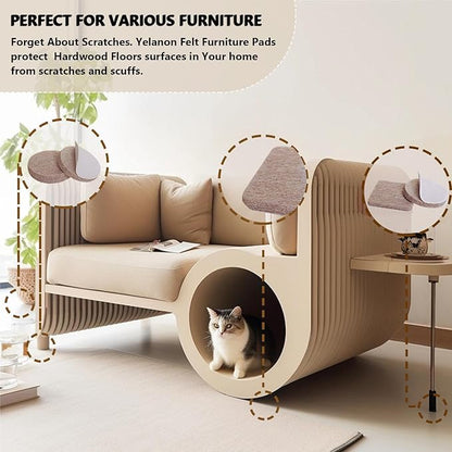 Yelanon Felt Furniture Pads for Hardwood Floors - 24 Pcs 2.5" Premium Felt Pads for Chair Legs, Floor Protectors for Furniture, Beige | Furniture Pads - TrueDesk