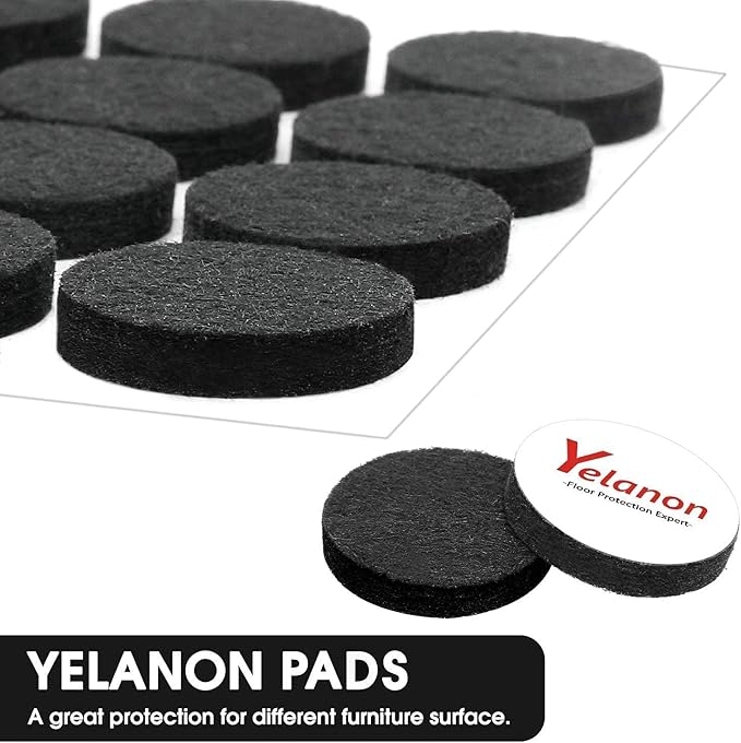 Yelanon Felt Furniture Pads for Hardwood Floors - 24 Pcs 2.5" Premium Felt Pads for Chair Legs, Floor Protectors for Furniture, Black | Furniture Pads - TrueDesk
