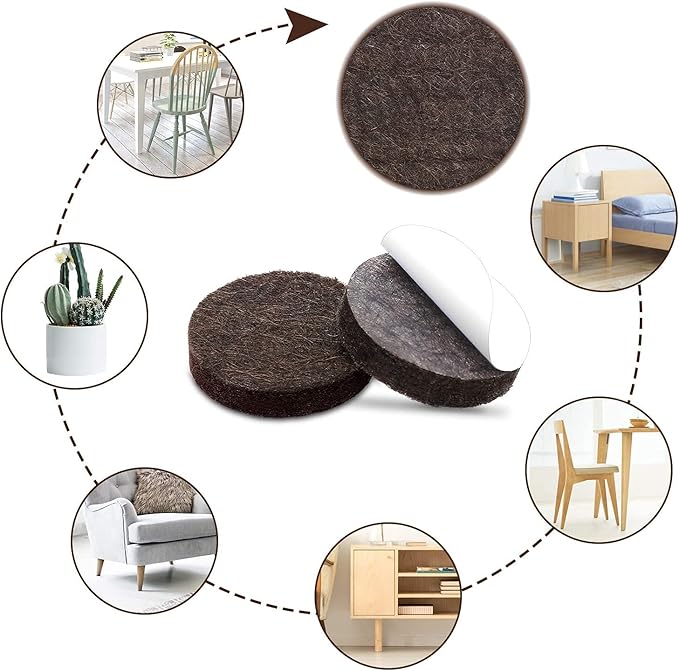 Yelanon Felt Furniture Pads for Hardwood Floors - 24 Pcs 2.5" Premium Felt Pads for Chair Legs, Floor Protectors for Furniture, Brown | Furniture Pads - TrueDesk