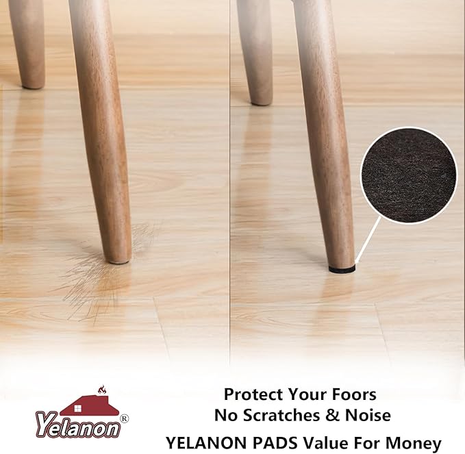 Yelanon Felt Furniture Pads for Hardwood Floors - 24 Pcs 2.5" Premium Felt Pads for Chair Legs, Floor Protectors for Furniture, Brown | Furniture Pads - TrueDesk