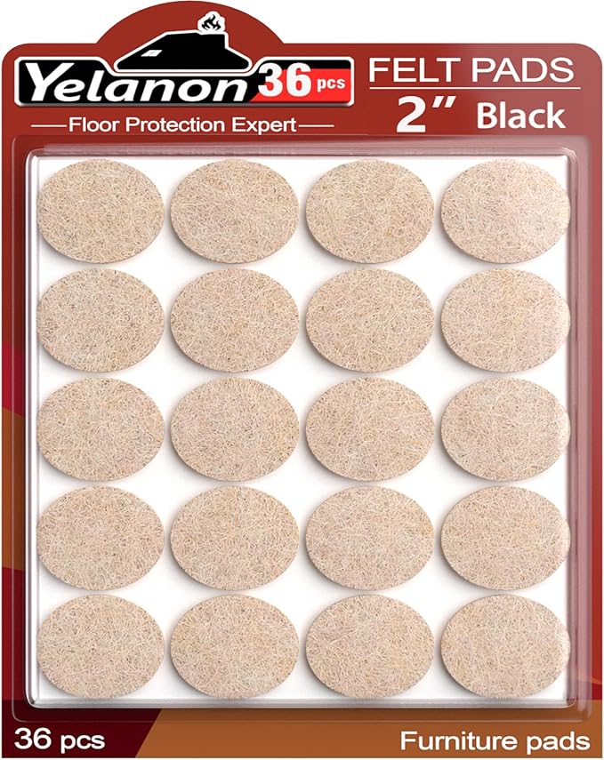 Yelanon Felt Furniture Pads for Hardwood Floors - 36 Pcs 2" Premium Floor Protectors for Furniture, Felt Pads for Chair Legs, Beige | Furniture Pads - TrueDesk