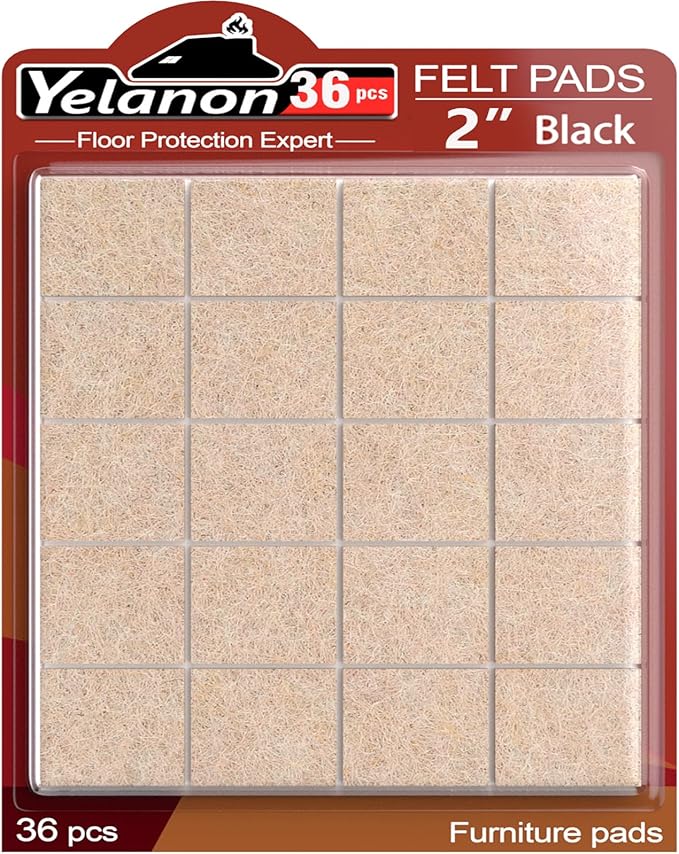 Yelanon Felt Furniture Pads for Hardwood Floors - 36 Pcs 2" Premium Floor Protectors for Furniture, Felt Pads for Chair Legs, Beige | Furniture Pads - TrueDesk
