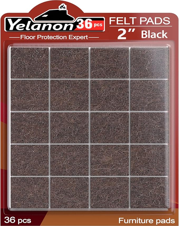 Yelanon Felt Furniture Pads for Hardwood Floors - 36 Pcs 2" Premium Floor Protectors for Furniture, Felt Pads for Chair Legs, Brown | Furniture Pads - TrueDesk