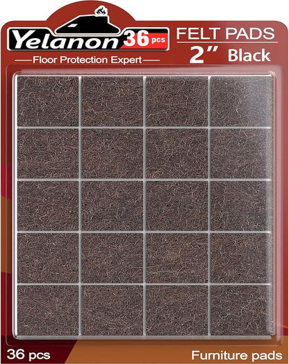 Yelanon Felt Furniture Pads for Hardwood Floors - 36 Pcs 2" Premium Floor Protectors for Furniture, Felt Pads for Chair Legs, Brown | Furniture Pads - TrueDesk