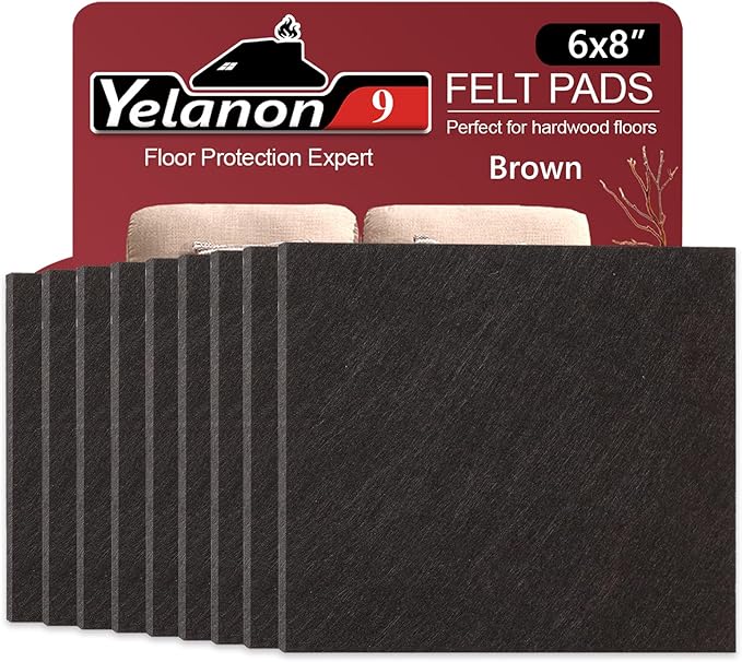 Yelanon Felt Furniture Pads for Hardwood Floors - 8" x 6" Premium Floor Protectors for Furniture, Felt Pads for Chair Legs,Brown | Furniture Pads - TrueDesk