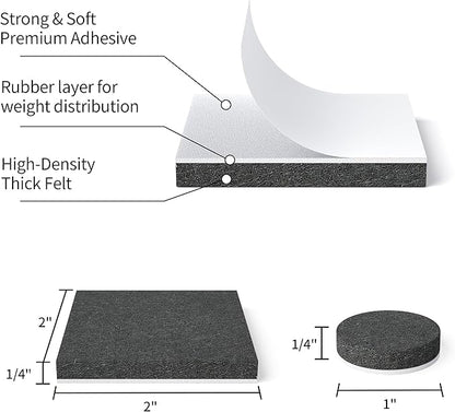 Yelanon Felt Furniture Pads for Hardwood Floors - 80 Pcs Premium Felt Pads for Chair Legs, Floor Protectors for Furniture, Black | Furniture Pads - TrueDesk