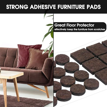 Yelanon Felt Furniture Pads for Hardwood Floors - 80 Pcs Premium Felt Pads for Chair Legs, Floor Protectors for Furniture, Brown | Furniture Pads - TrueDesk