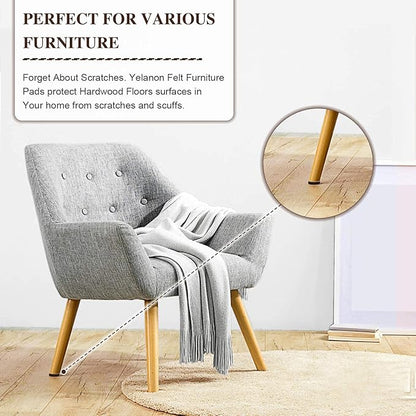 Yelanon Felt Furniture Pads for Hardwood Floors - 80 Pcs Premium Felt Pads for Chair Legs, Floor Protectors for Furniture, Brown | Furniture Pads - TrueDesk