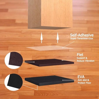 Yelanon Non Slip Furniture Pads - 12pcs 4" Furniture Grippers Hardwood Floors, Non Skid for Furniture Legs,Self Adhesive Rubber Feet, Anti Slide Furniture Floors Protectors for Keep Couch Stoppers | Furniture Pads - TrueDesk
