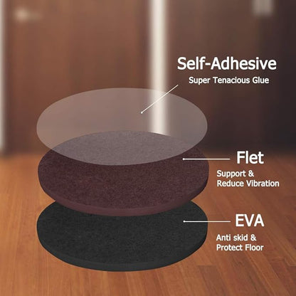 Yelanon Non Slip Furniture Pads - 16 pcs 3" Round Felt & EVA Furniture Grippers, Dark Brown & Black, Self Adhesive Rubber Feet for Hardwood, Laminate, Tile, Vinyl, Cork Floors | Furniture Pads - TrueDesk