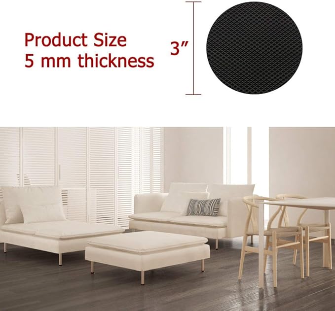 Yelanon Non Slip Furniture Pads - 16 pcs 3" Round Felt & EVA Furniture Grippers, Dark Brown & Black, Self Adhesive Rubber Feet for Hardwood, Laminate, Tile, Vinyl, Cork Floors | Furniture Pads - TrueDesk