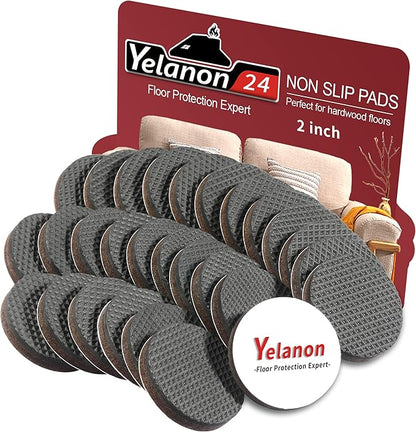 Yelanon Non Slip Furniture Pads - 24 pcs 2’’ Grippers Hardwood Floors, Non Skid for Furniture Legs,Self Adhesive Rubber Furniture Feet, Anti Slide Furniture Floors Protectors for Keep Couch Stoppers | Furniture Pads - TrueDesk