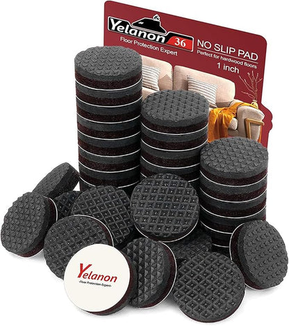 Yelanon Non Slip Furniture Pads - 36 pcs 1’’Furniture Grippers, Non Skid Furniture Legs,Self Adhesive Rubber Furniture Feet, Anti Slide Furniture Hardwood Floor Protector for Keep Furniture Stoppers | Furniture Pads - TrueDesk