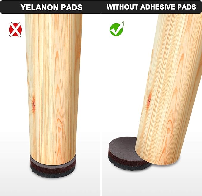 Yelanon Non Slip Furniture Pads - 48 pcs 1" Felt & EVA Furniture Grippers, Black, Round, Anti Slide Hardwood Floor Protector | Furniture Pads - TrueDesk