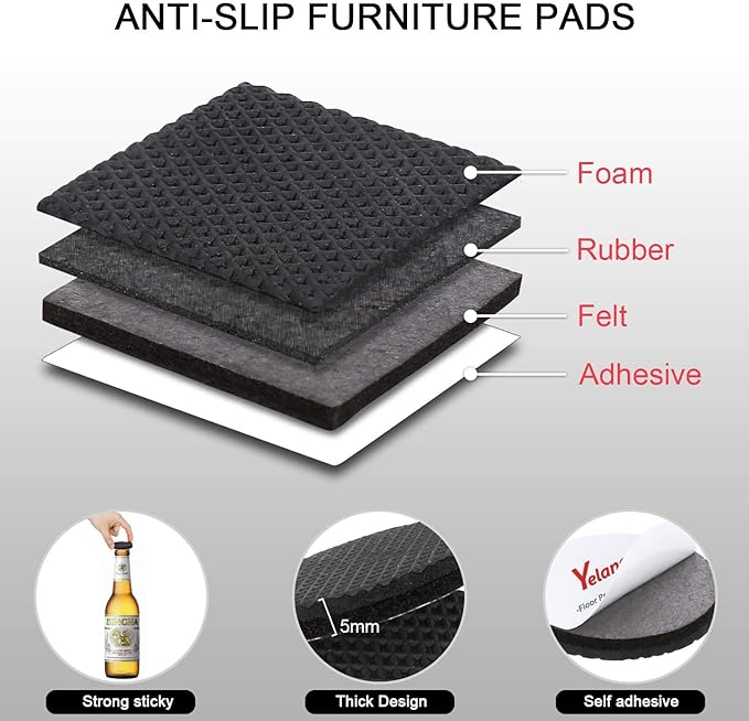 Yelanon Non Slip Furniture Pads – 8pcs 3" Rubber Furniture Pads (4 Round + 4 Square), Anti Slip Furniture Grippers for Hardwood Floors, Floor Protectors to Prevent Sliding & Scratches | Furniture Pads - TrueDesk
