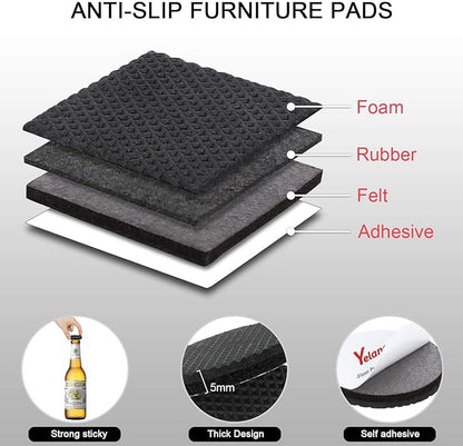 Yelanon Non Slip Furniture Pads – 8pcs 3" Rubber Furniture Pads (4 Round + 4 Square), Anti Slip Furniture Grippers for Hardwood Floors, Floor Protectors to Prevent Sliding & Scratches | Furniture Pads - TrueDesk