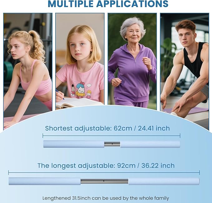 Yoga Stick, Back Cross Orthosis for Adult And Child, Foam Stainless Steel Material, Improving Hunchback and Chest Back Support, Hump Corrector Posture Corrector Stick Stretching rod(23.6 - 35.4in) | Back Braces - TrueDesk