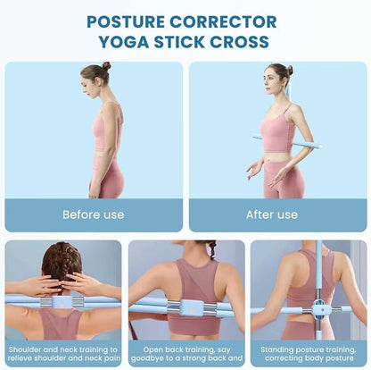 Yoga Stick, Back Cross Orthosis for Adult And Child, Foam Stainless Steel Material, Improving Hunchback and Chest Back Support, Hump Corrector Posture Corrector Stick Stretching rod(23.6 - 35.4in) | Back Braces - TrueDesk