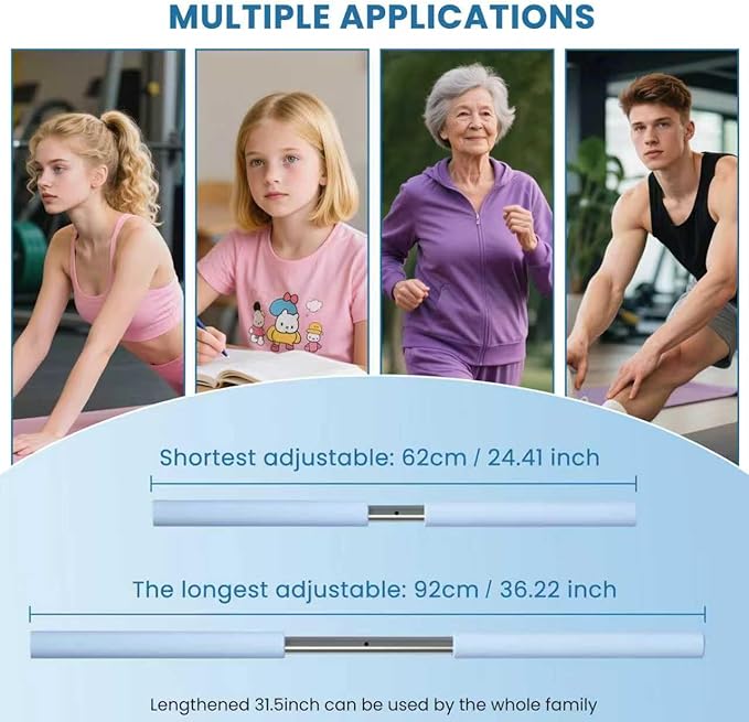 Yoga Stick, Back Cross Orthosis for Adult And Child, Foam Stainless Steel Material, Improving Hunchback and Chest Back Support, Hump Corrector Posture Corrector Stick Stretching rod(23.6 - 35.4in) | Back Braces - TrueDesk