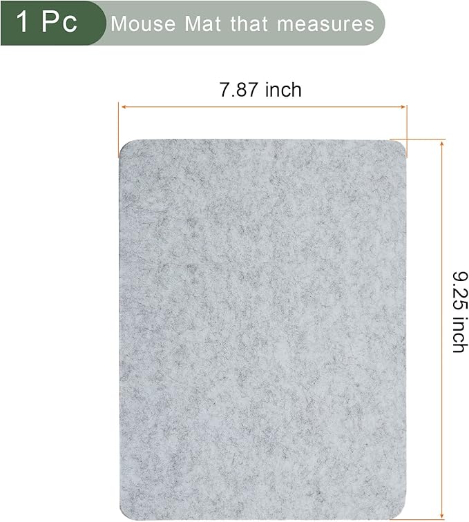 YOKIVE Mouse Pad, Felt Double - Sided Soft | Writing Mat for Desktop Mouse (Light Gray, 9.25x7.87 Inch) | Mouse Pads - TrueDesk