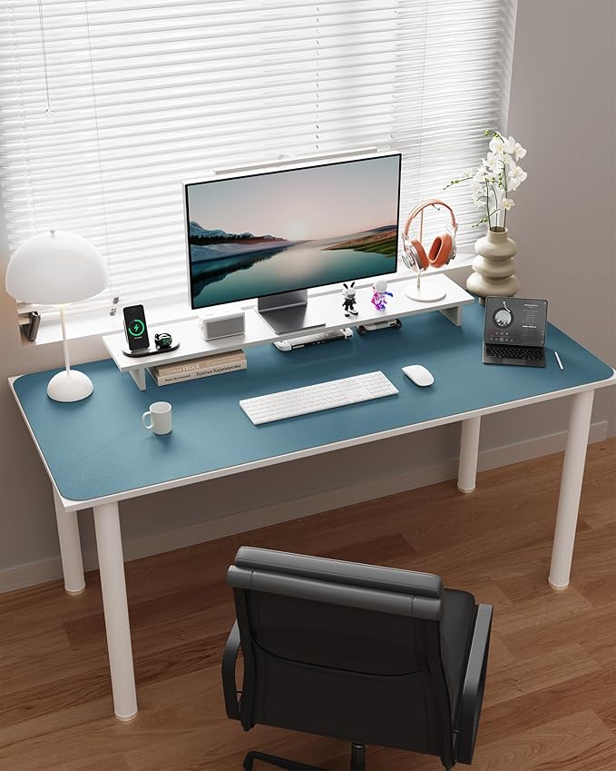 YSAGi Double - Sided Desk Mat, Eco Cork & Leather Desk Protector, Large Mouse Pad & Writing Pad for Office/Home (Sea Blue+Cork, 47.2" x 23.6") | Desk Pads Blotters - TrueDesk