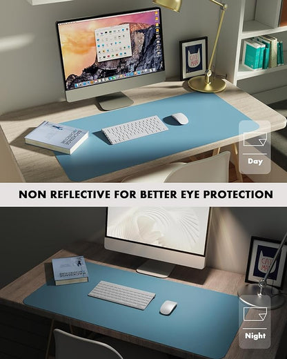 YSAGi Double - Sided Desk Mat, Eco Cork & Leather Desk Protector, Large Mouse Pad & Writing Pad for Office/Home (Sea Blue+Cork, 47.2" x 23.6") | Desk Pads Blotters - TrueDesk