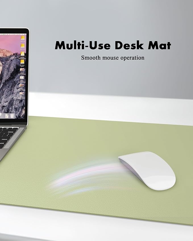 YSAGi Double - Sided Desk Pad, 23.6"x13.7" Leather Desk Mat, Eco Cork Desk Pad Protector, Large Mouse Pad for Desk, Waterproof Desk Blotter Pad, Desk Writing Pad for Office Work/Home(Matcha Green/Cork) | Desk Pads Blotters - TrueDesk