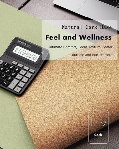 YSAGi Double - Sided Desk Pad, 23.6"x13.7" Leather Desk Mat, Eco Cork Desk Pad Protector, Large Mouse Pad for Desk, Waterproof Desk Blotter Pad, Desk Writing Pad for Office Work/Home(Matcha Green/Cork) | Desk Pads Blotters - TrueDesk