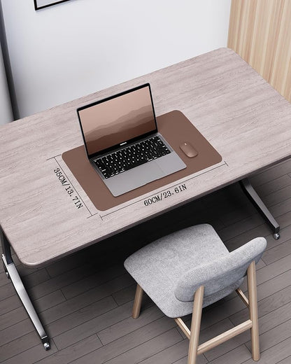 YSAGi Double - Sided Desk Pad, 23.6"x13.7"Leather Desk Mat, Eco Cork Desk Pad Protector,Large Mouse Pad,Waterproof Desk Blotter for Office/Home(Chocolate) | Desk Pads Blotters - TrueDesk