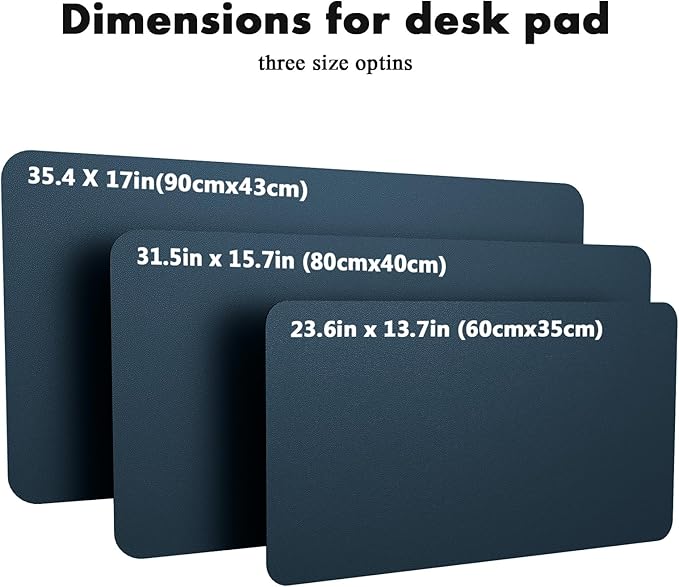 YSAGi Double - Sided Desk Pad, 23.6"x13.7"Leather Desk Mat, Eco Cork Desk Pad Protector,Large Mouse Pad,Waterproof Desk Blotter for Office/Home(Dark Blue) | Desk Pads Blotters - TrueDesk
