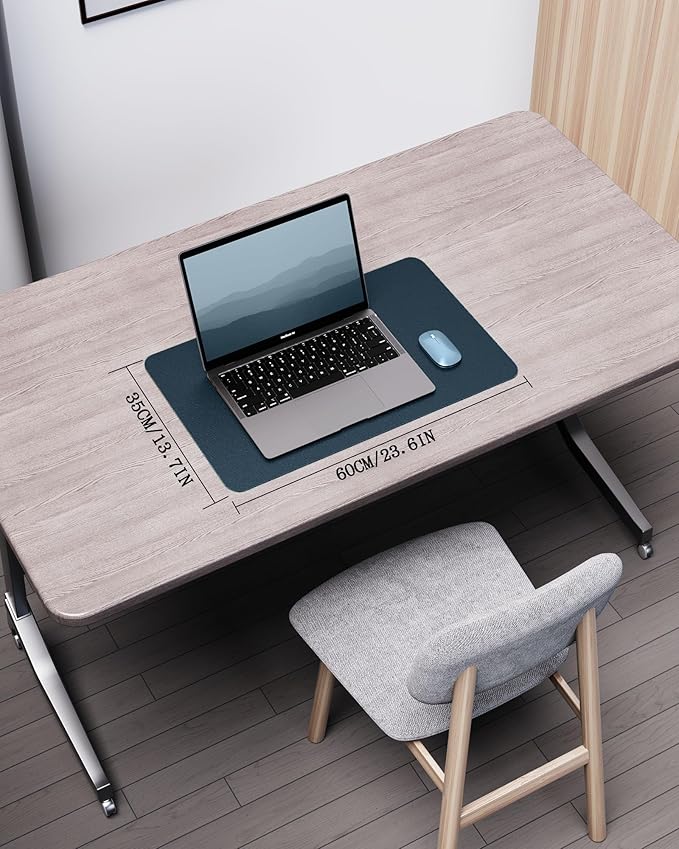 YSAGi Double - Sided Desk Pad, 23.6"x13.7"Leather Desk Mat, Eco Cork Desk Pad Protector,Large Mouse Pad,Waterproof Desk Blotter for Office/Home(Dark Blue) | Desk Pads Blotters - TrueDesk