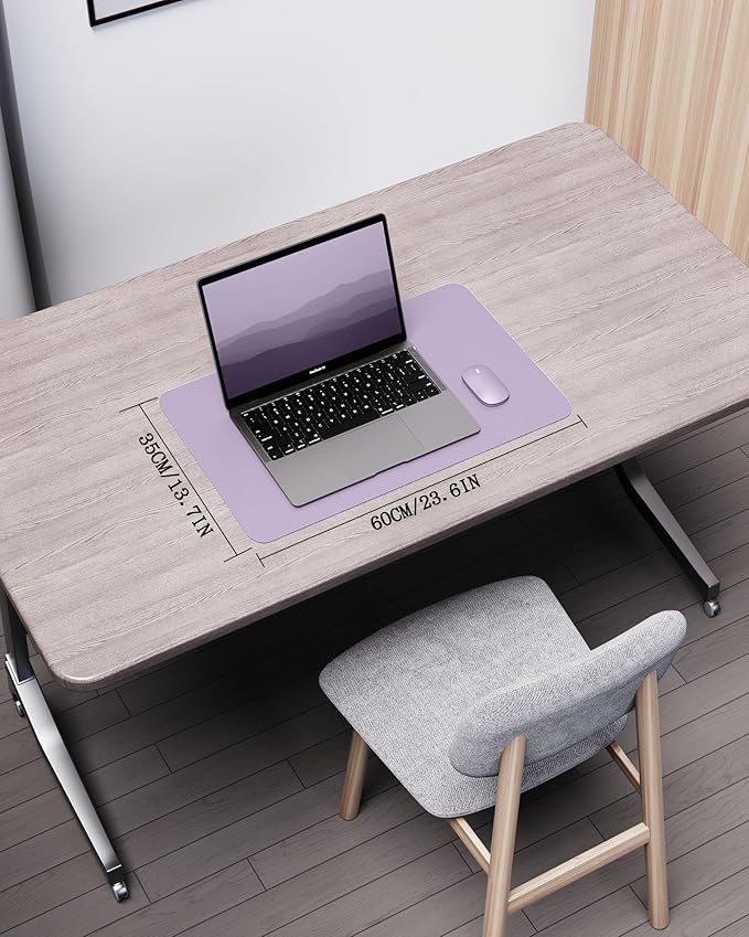 YSAGi Double - Sided Desk Pad, 23.6"x13.7"Leather Desk Mat, Eco Cork Desk Pad Protector,Large Mouse Pad,Waterproof Desk Blotter for Office/Home(Light Purple) | Desk Pads Blotters - TrueDesk