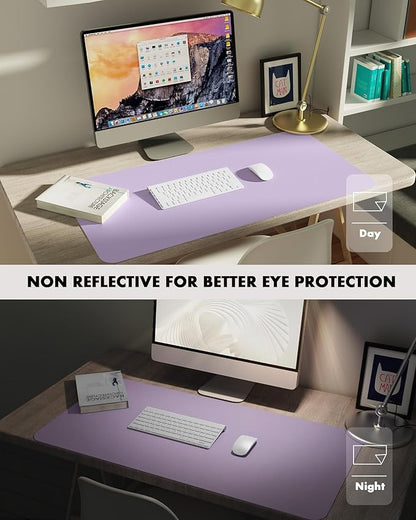 YSAGi Double - Sided Desk Pad, 23.6"x13.7"Leather Desk Mat, Eco Cork Desk Pad Protector,Large Mouse Pad,Waterproof Desk Blotter for Office/Home(Light Purple) | Desk Pads Blotters - TrueDesk