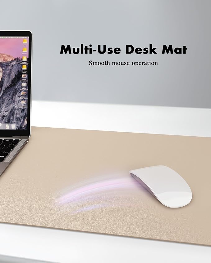 YSAGi Double - Sided Desk Pad, 31.5"x15.7" Leather Desk Mat, Eco Cork Desk Pad Protector,Large Mouse Pad,Waterproof Desk Blotter for Office/Home (Beige/Cork) | Desk Pads Blotters - TrueDesk