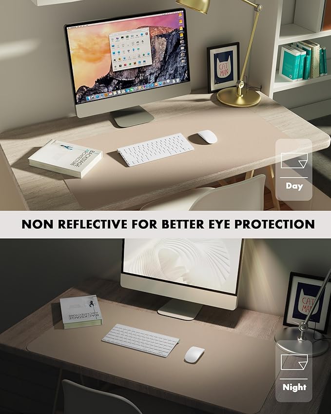 YSAGi Double - Sided Desk Pad, 31.5"x15.7" Leather Desk Mat, Eco Cork Desk Pad Protector,Large Mouse Pad,Waterproof Desk Blotter for Office/Home (Beige/Cork) | Desk Pads Blotters - TrueDesk